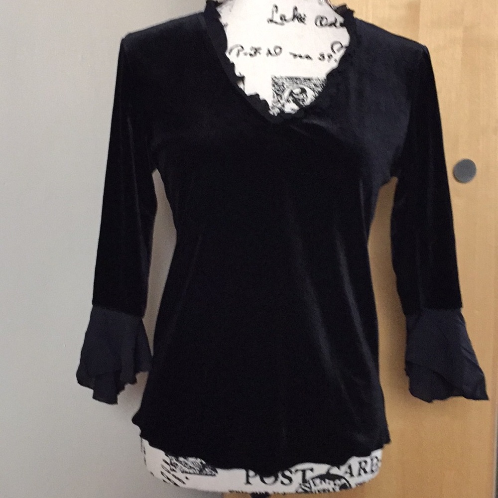 EUC Impressions velvety black v-neck blouse